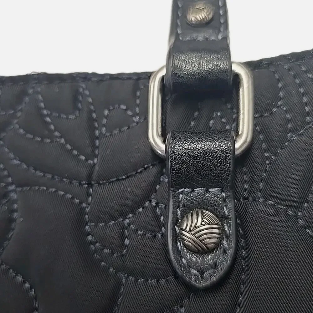 Sakroots Metro Tote Bag Black Repreve Eco Twill Embroidered Floral Vegan Large